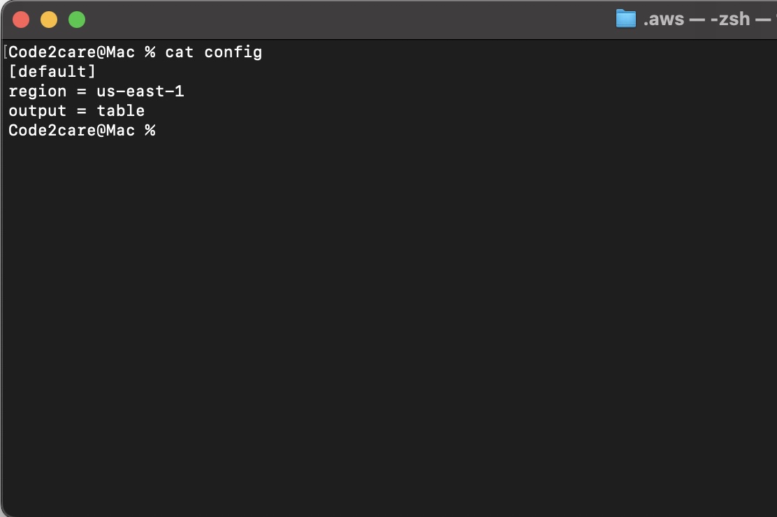 Configure AWS Access ID and Secret Keys using CLI on Mac